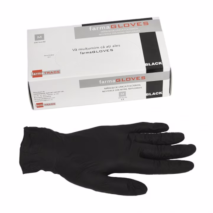 Manusi nitril FARMA negre 100bucati/cutie